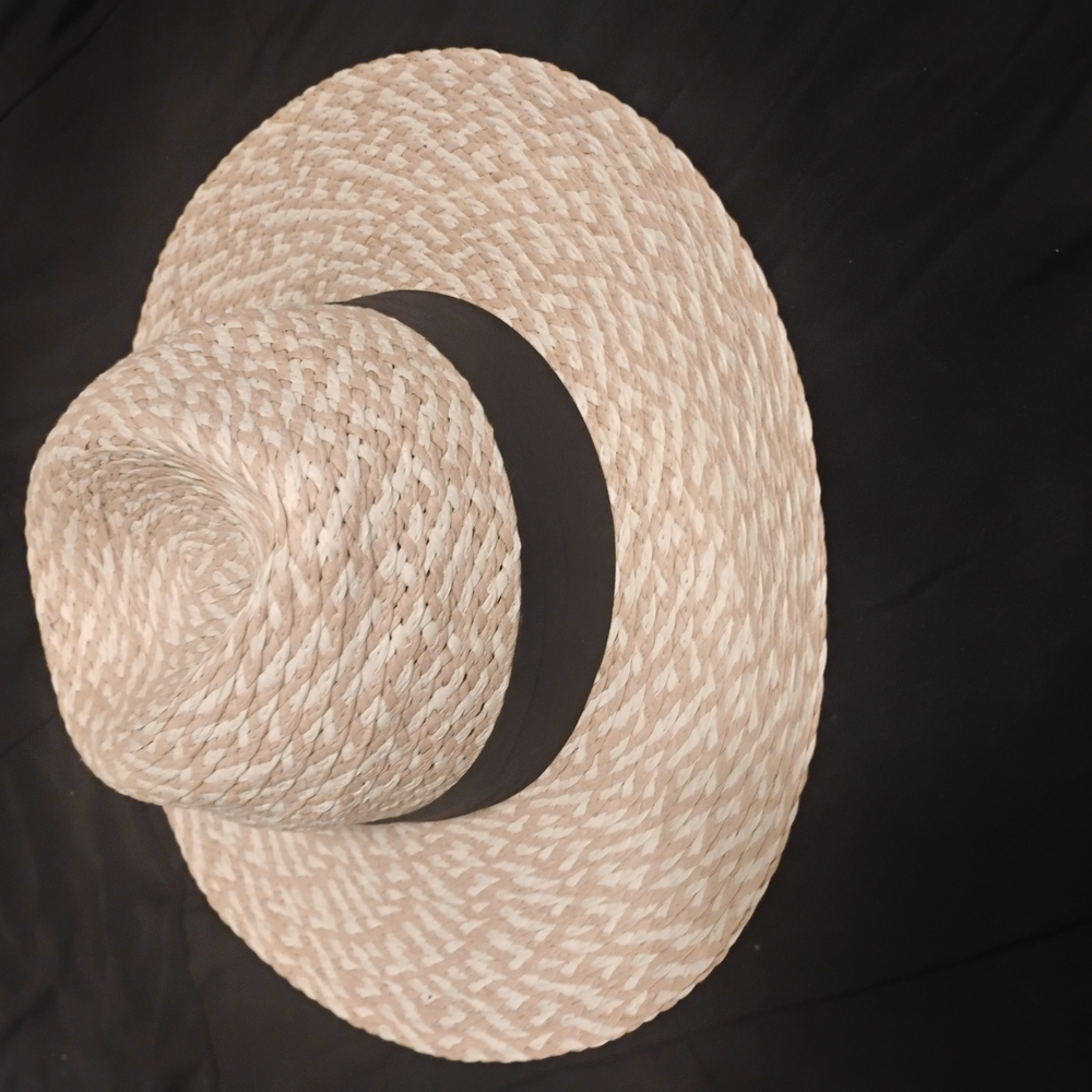 Elegant Cream Straw Hat with Black Band